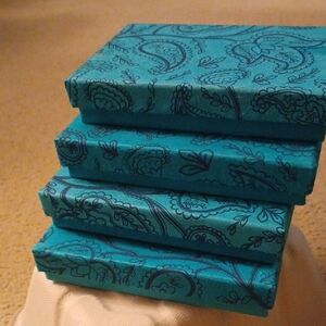 Boxes Empty Teal Paisley Patterned